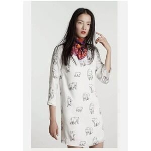 Anthropologie Leah Reena Goren White Polar Bear Arctic Mini Dress Womens 12